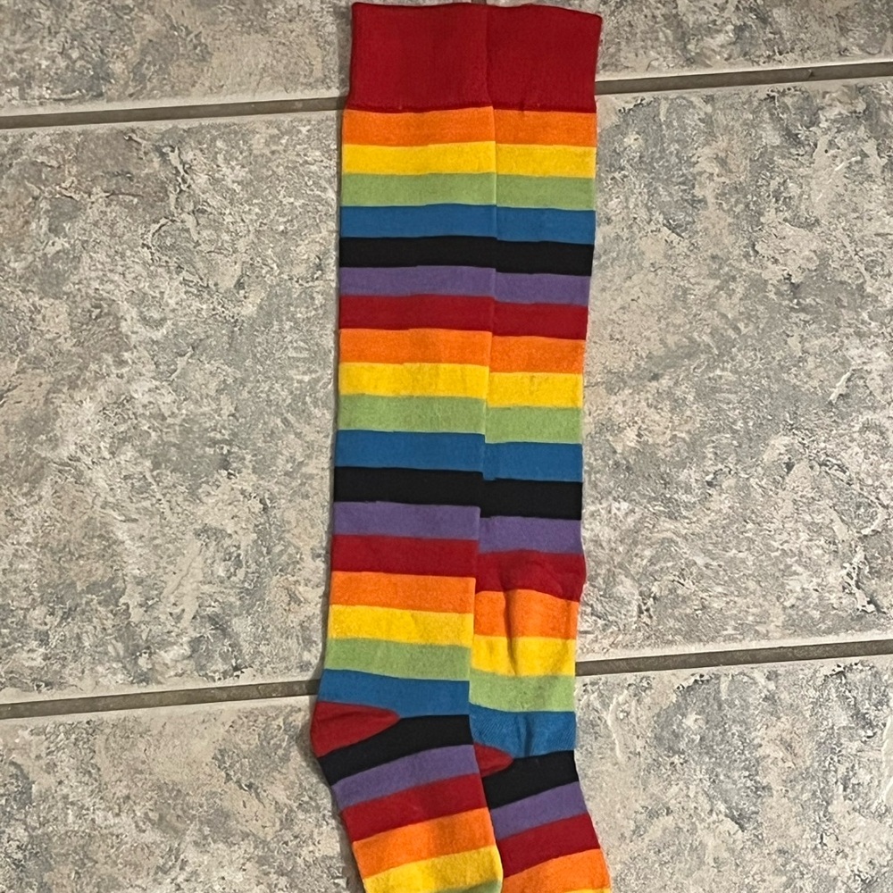 Rainbow Striped Knee-High Socks